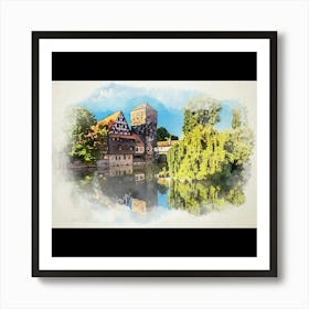 Watercolor Of An Old Town Art Print