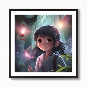 Anime Girl In The Forest 4 Art Print