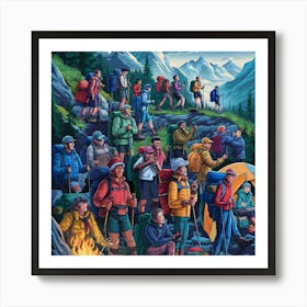 Group Of Hikers Art Print