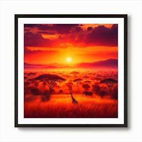 Sunset In The Savannah 2 Art Print