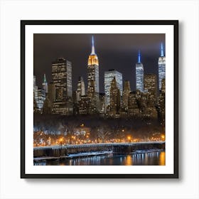 New York City Skyline At Night 2 Art Print