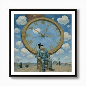 The Clock of Eternity: A Surreal Encounter Art Print