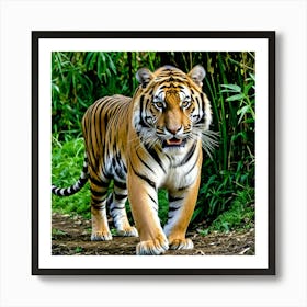 Tiger Feline Carnivore Striped Majestic Powerful Wildcat Big Cat Roaring Stealthy Predator (2) Art Print