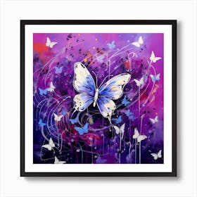 Blue Butterflies 2 Art Print