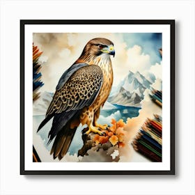 Design Of A Falcon In The Sky Watercolor Trending On Artstation Sharp Focus Studio Photo Intric 1 Art Print