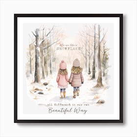 Two Girls Walking In The Snow Poster