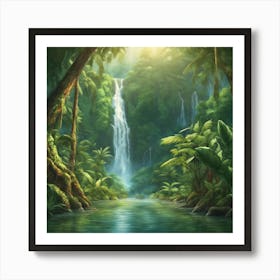 Waterfall In The Jungle Poster