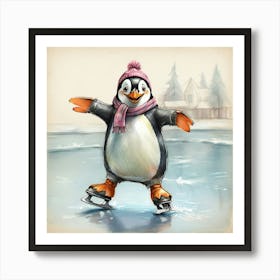 Penguin On Ice 4 Art Print