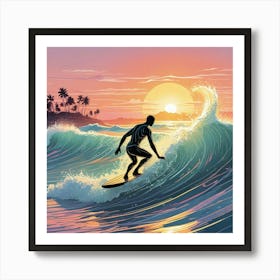 Summer Surfing On The Beach Art Print (2) Art Print