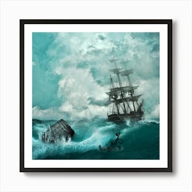 Pirate Ship In The Ocean 2 Art Print