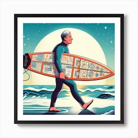 Old astrologer surfer Art Print