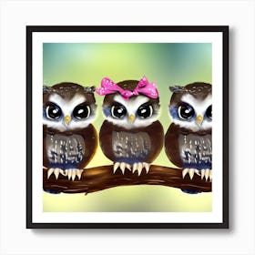 Cute Owls 2 Art Print