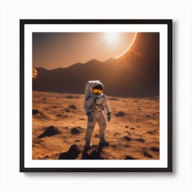 Astronaut exploring the sun Art Print