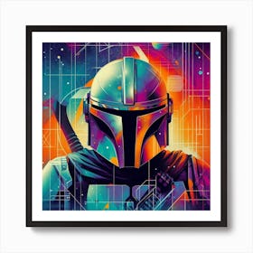 Din Djarin The Mandalorian Abstract Lines Star Wars Art Print Art Print