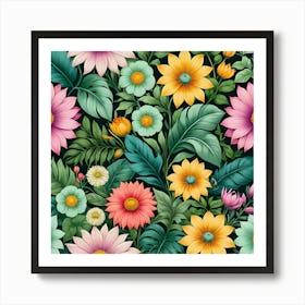 Floral Seamless Pattern 20 Art Print