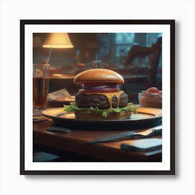 Burger On A Plate 126 Art Print