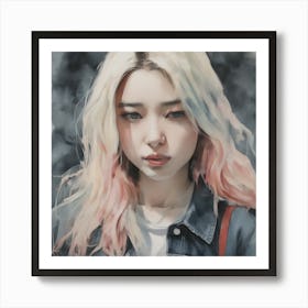 Girl With Pink Hair Art Print