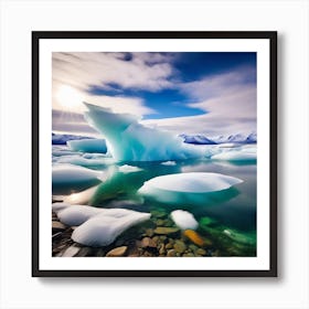 Icebergs In The Water 24 Art Print