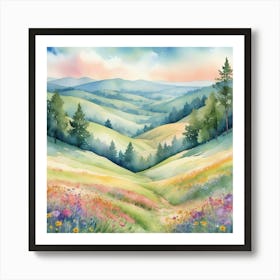 Watercolor Landscape Painting art print Art Print