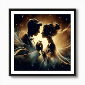 Couple In Love With Starry Sky Art Print