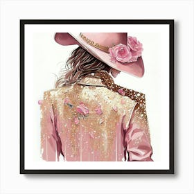 Pink Cowgirl Canvas Art Art Print