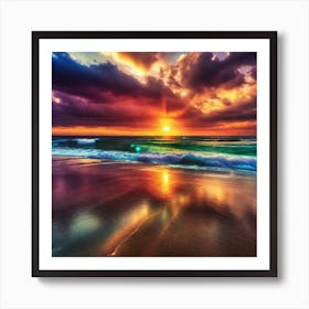 Sunset On The Beach 170 Art Print