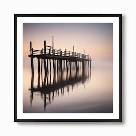 967449 A Wooden Pier At Misty Dawn In A Still Sea Xl 1024 V1 0 1 Art Print