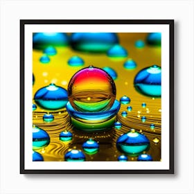 Rainbow Water Drops Art Print