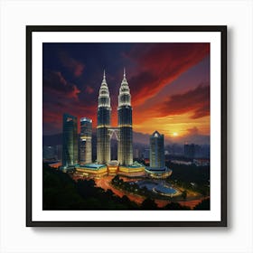 Petronas Towers At Sunset 1 Art Print