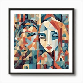 Concern And Anxiety Cubism Style Art Print