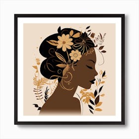 Portrait Of A Woman With Flowers Art Print