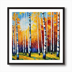 Birch Trees In Autumn 13 Art Print