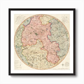 A New And Accurate Map Of The Country For Twenty Five Miles Round The University Of Oxford Exhibiting All The Direct And Cross Roads, The Hills, Vales, Woods, Rivers, Canals, Towns, Villages, Hamlets, Parks, And Seats Art Print