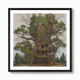 A stunning tree house that is distinctive in its architecture 1 Art Print