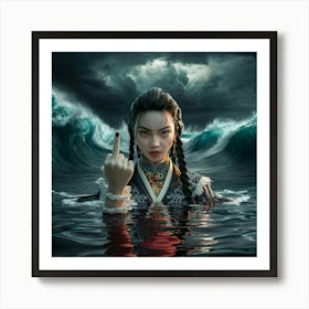 Chinese Girl In The Ocean Art Print