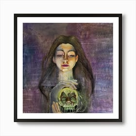 Woman Holding A Skull Art Print