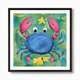 Happy Blue Crab Square Bathroom Animal Art Print I Q7rvfkfusoghyjtigq1mfa Ftrqcjtqqkwrahfmokbttq Art Print