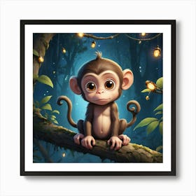 Monkey In The Forest Art Print