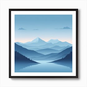 Misty mountains background in blue tone 63 Art Print