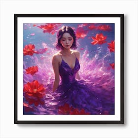 Lotus Flower Girl Art Print