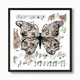 Music Note Butterfly Art Print