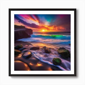 Sunset At The Beach Art Print