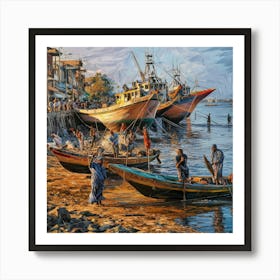 Fishing Boats On The Shore Art Print