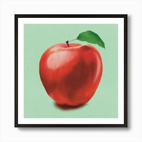 Orchard Glow - Modern Minimalist Apple On Green Art Print