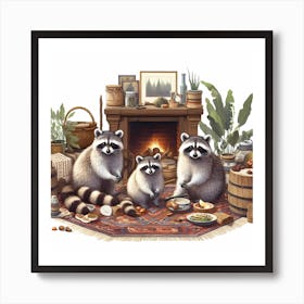 Raccoon Family Art Print