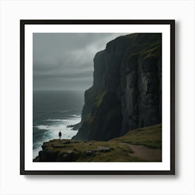Lonely Man Standing On The Cliffs Art Print