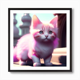 Pink Kitten Art Print