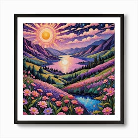 Sunset In The Mountains 16 Art Print