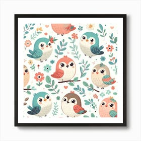 Cute Owls Art Print