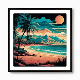 Sunset At The Beach 1 Art Print